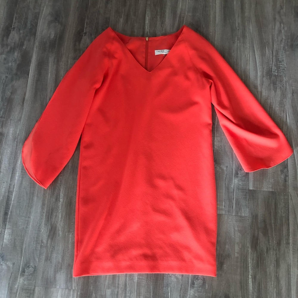 Trina Turk Coral Open Sleeve Sheath Dress Size 0